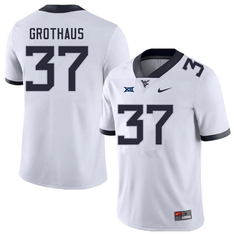 Men #37 Parker Grothaus West Virginia Mountaineers College Football Jerseys Sale-White - Click Image to Close